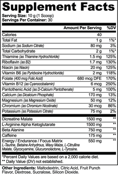Nitric Shock Pre-Workout Powder (Fruit Punch)