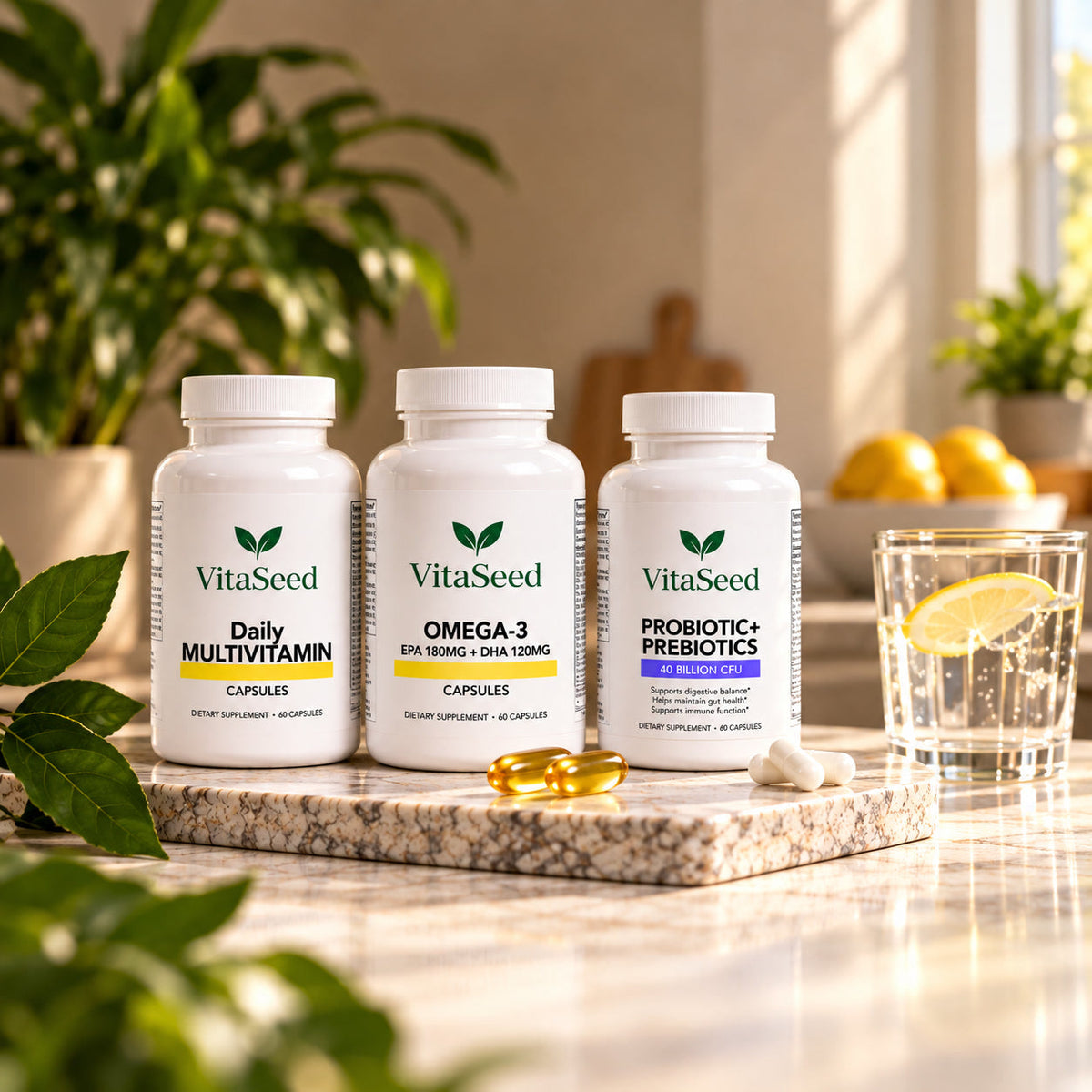 Daily Essentials — Multivitamin, Omega-3 & Probiotic
